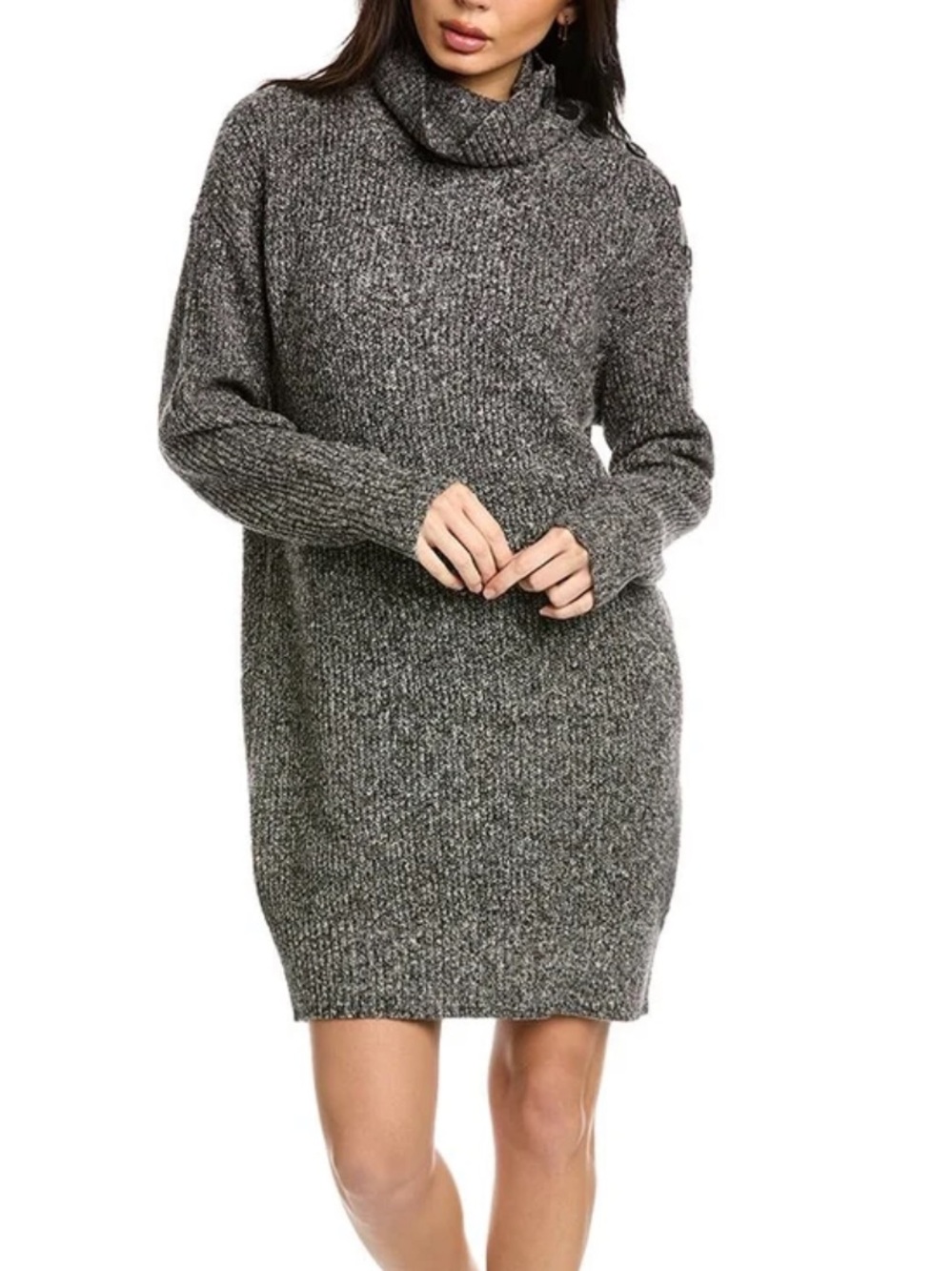 Michael Stars Gray Marled Cowl Neck Sweater Dress
